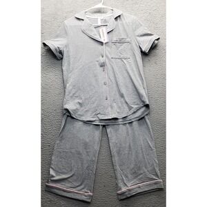 Joyspun 2 Piece Pajama Set Women's S Gray Sleepwear Trimming Notch Lapel Pocket